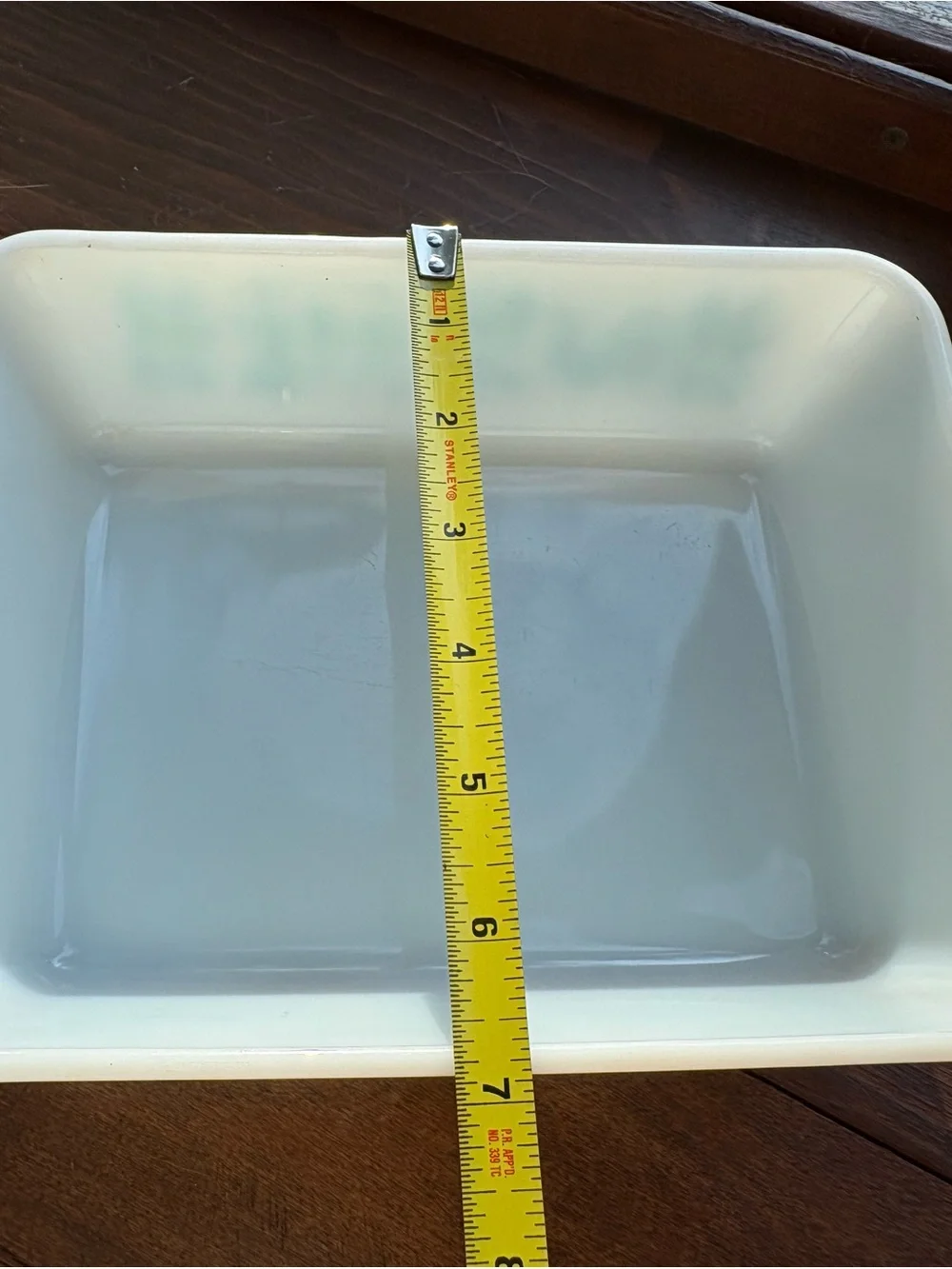 Pyrex White Baking Dish with Turquoise Folk Motif